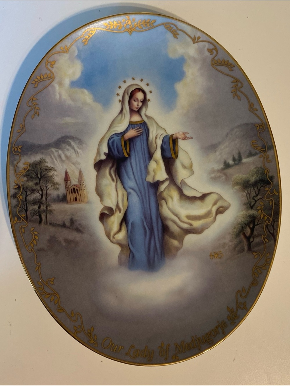 The Bradford Exchange Blue and Cream Marian Wall Plaque